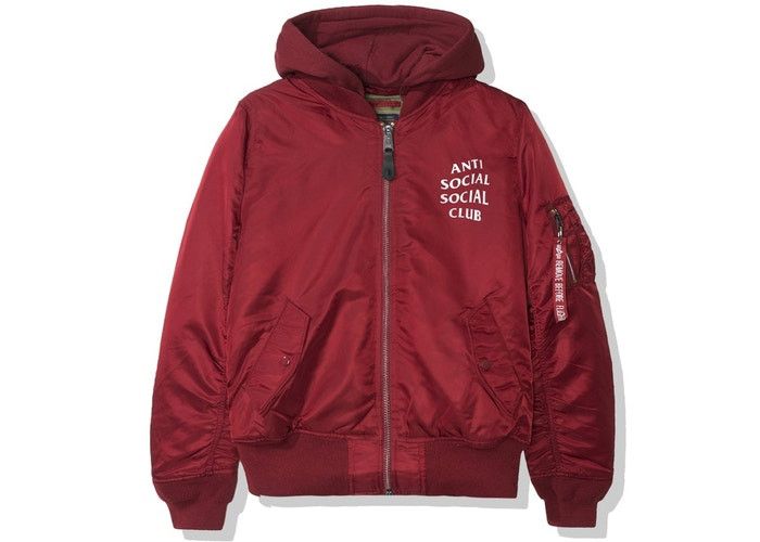 Alpha Industries × Anti Social Social Club Anti Social Social Club Smog Red  MA1 Jacket ASSC DS | Grailed