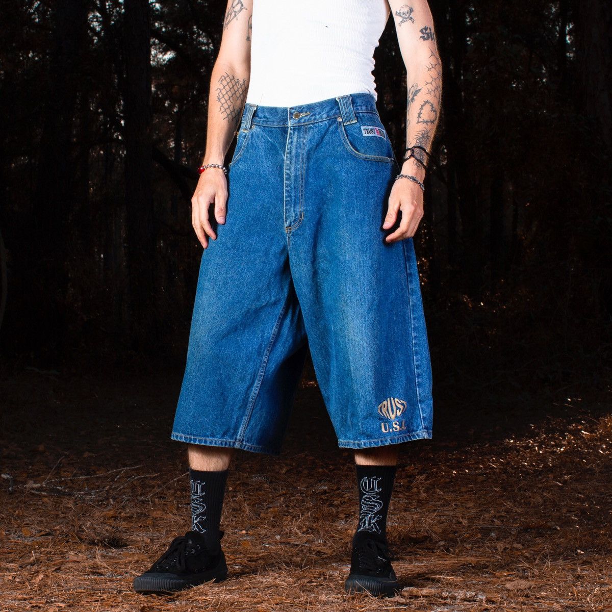 Vintage Vintage baggy denim shorts by Trust | Grailed