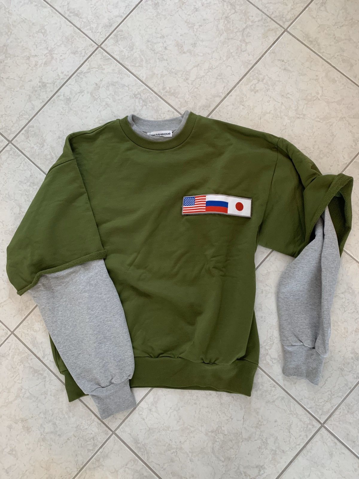 Gosha Rubchinskiy GOSHA RUBCHINSKIY DOUBLE SLEEVE SS18 FLAG SWEATSHIRT Grailed