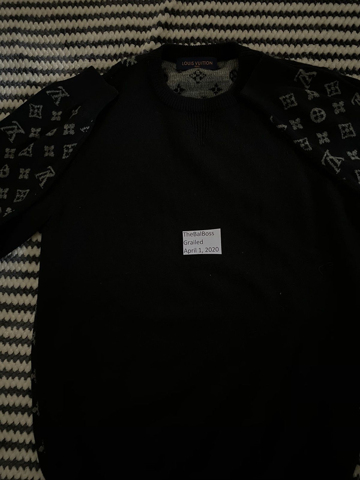 LOUIS VUITTON Half and Half Monogram Crewneck Knit HGN41WIXW イエロー サイズ:XL