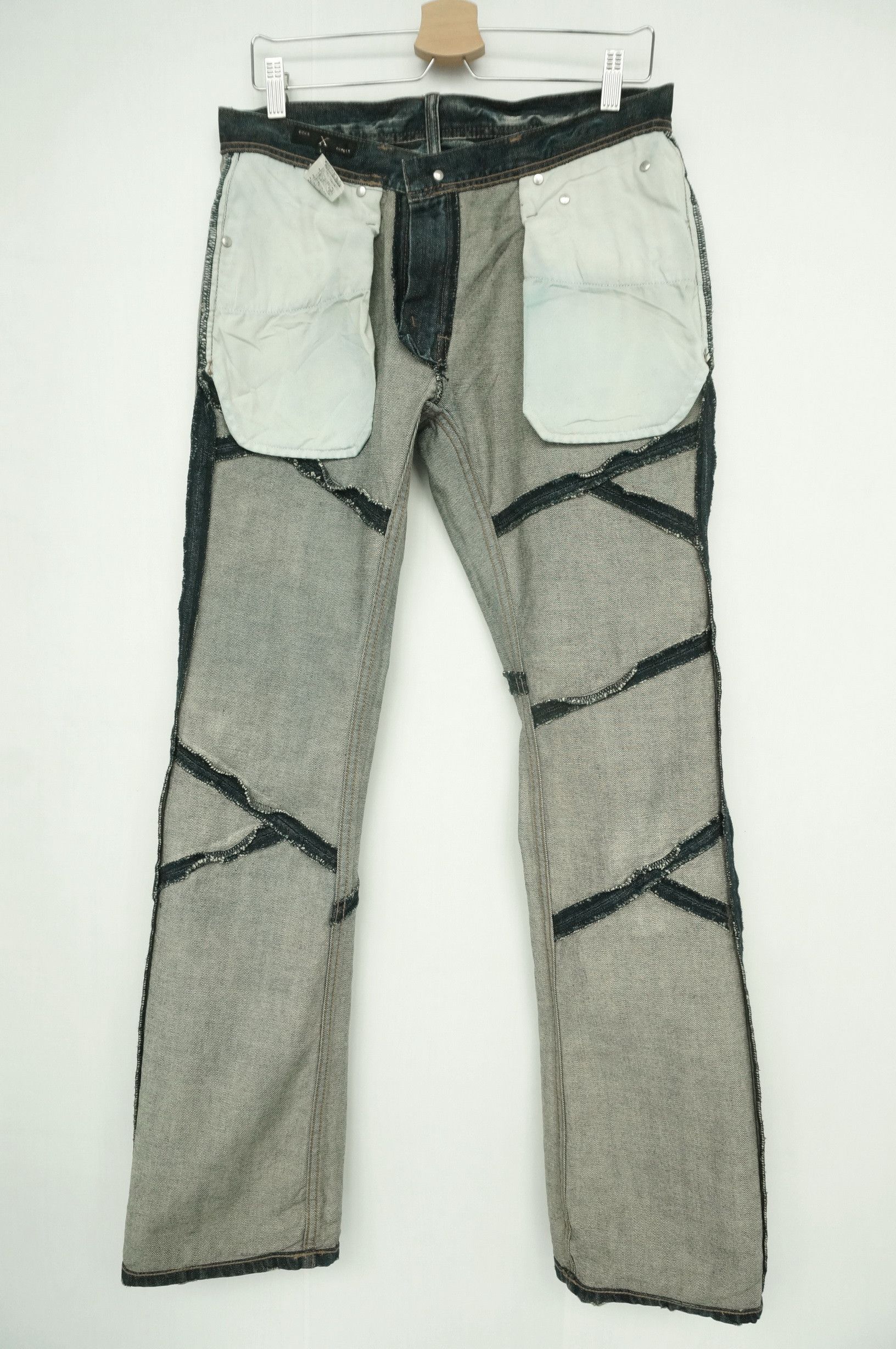 Japanese Brand Rare EDGE RUPERT Distressed Patchwork Low rise Jeans Size US 31 - 23 Thumbnail