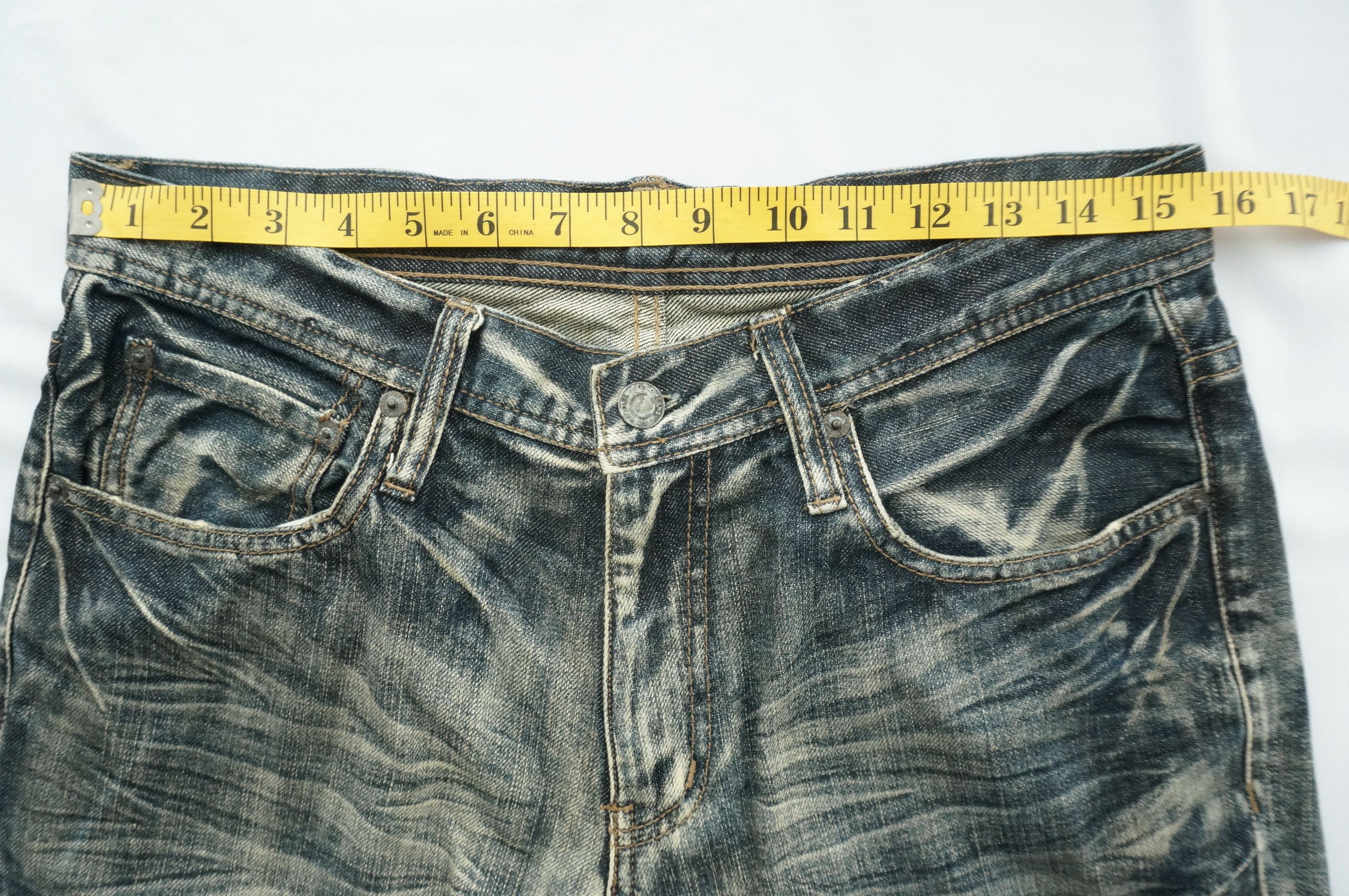 Japanese Brand Rare EDGE RUPERT Distressed Patchwork Low rise Jeans Size US 31 - 18 Thumbnail