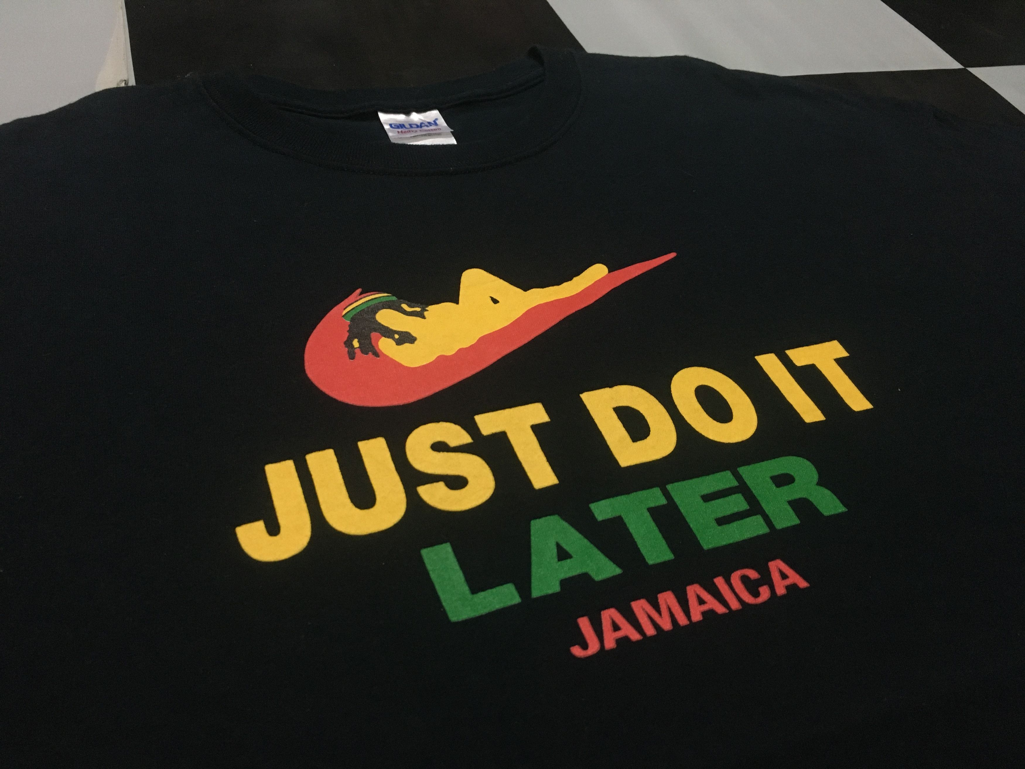 Other × Vintage Just Do It Later shirt Rasta Jamaica Parody Nike 
