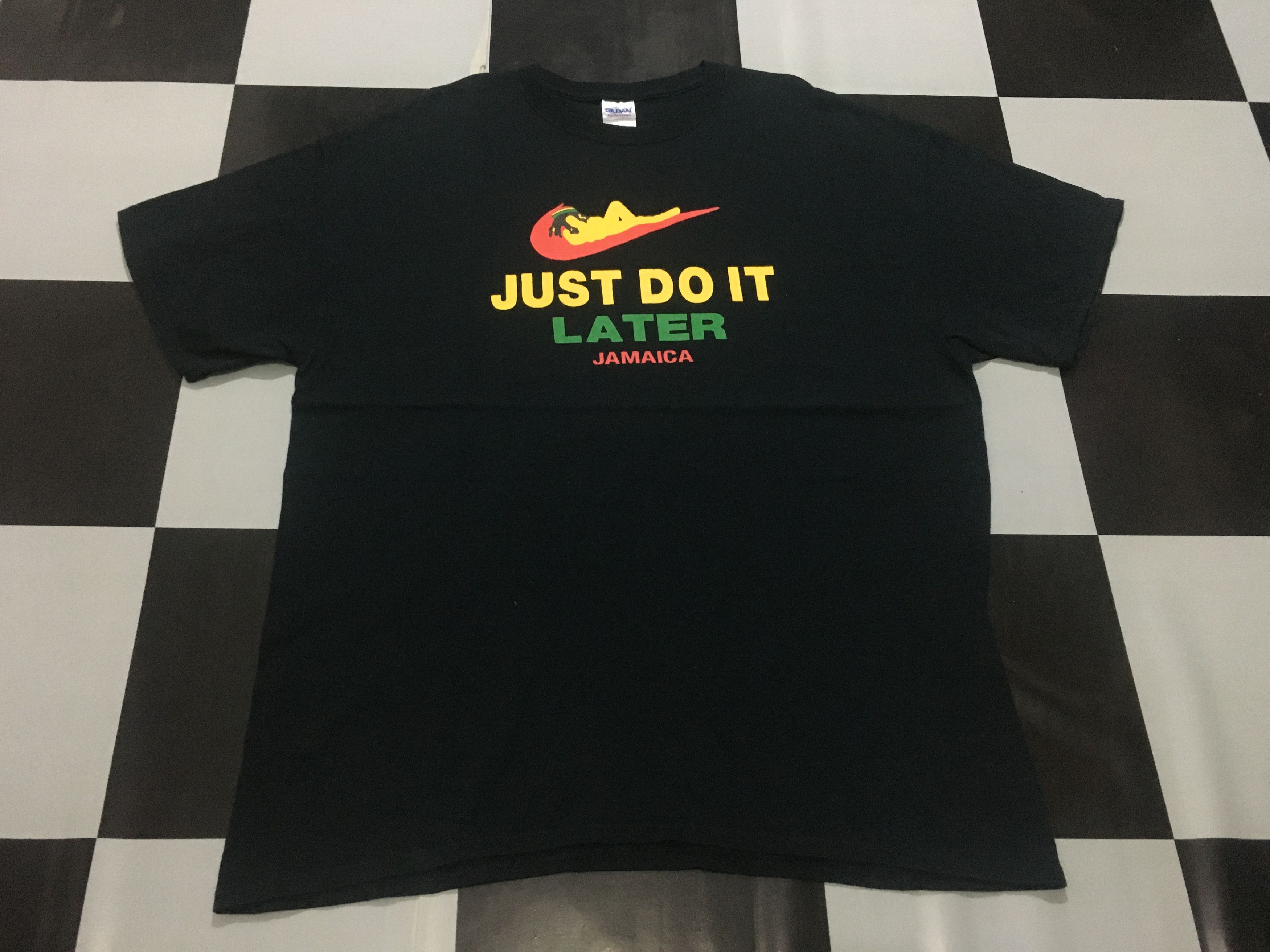Other × Vintage Just Do It Later shirt Rasta Jamaica Parody Nike 
