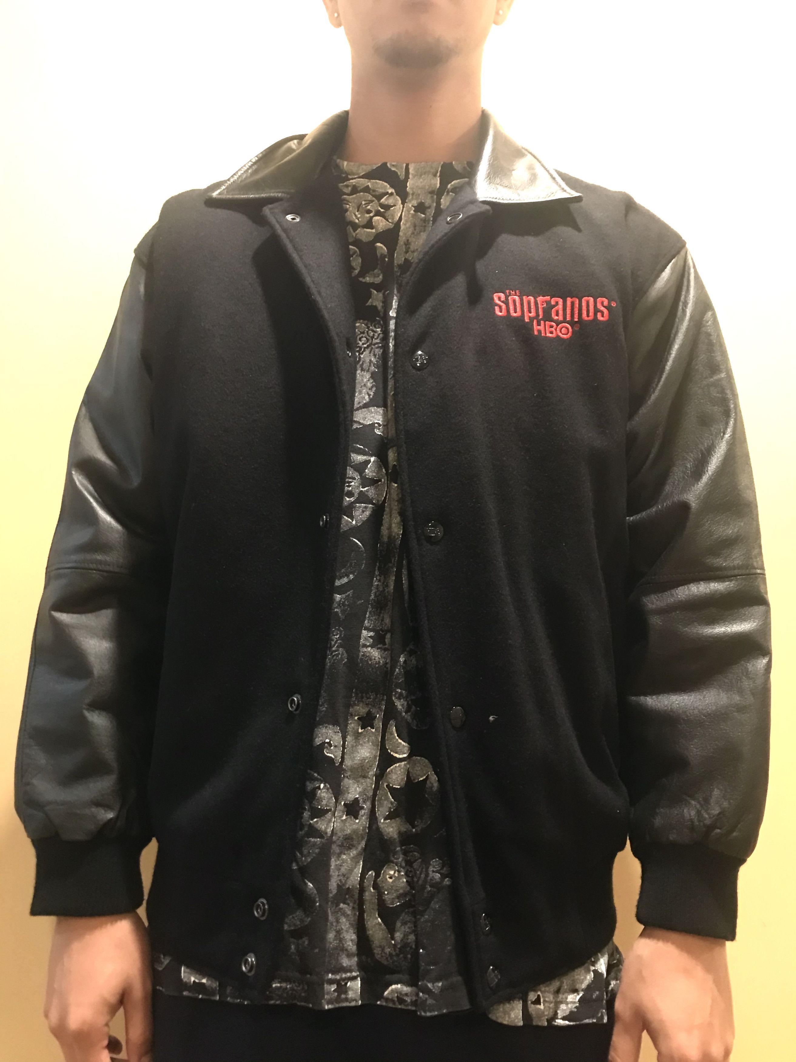 Vintage The Sopranos HBO Leather Tweed Varsity Letterman Jacket  