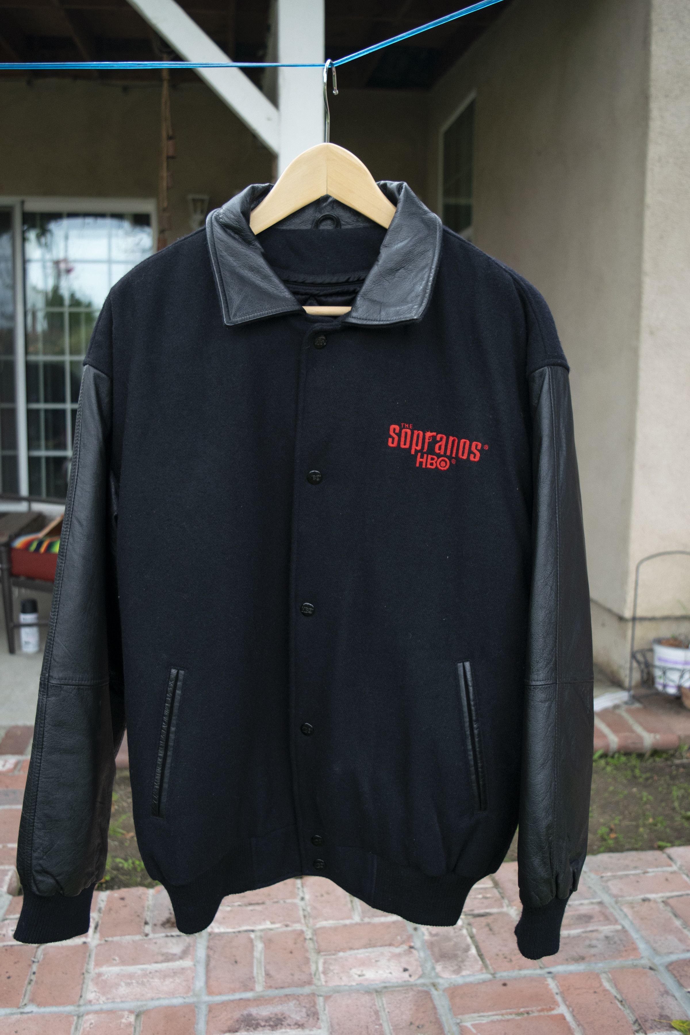 Vintage The Sopranos HBO Leather Tweed Varsity Letterman Jacket  