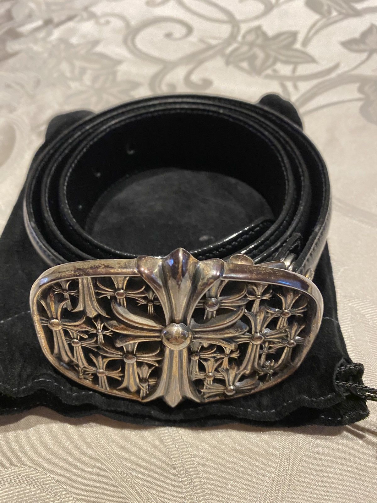 Chrome Hearts Chrome Hearts cemetery cross buckle with black
