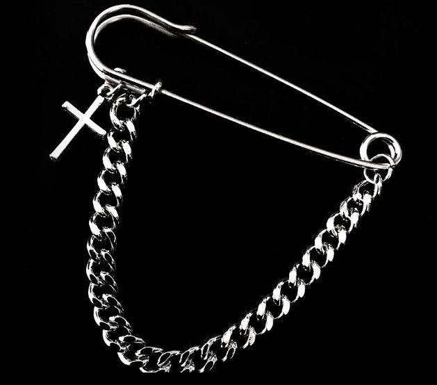 Silver Goth Safety Pin Cross Chain Pendant Pin NEW eboy egirl Grailed