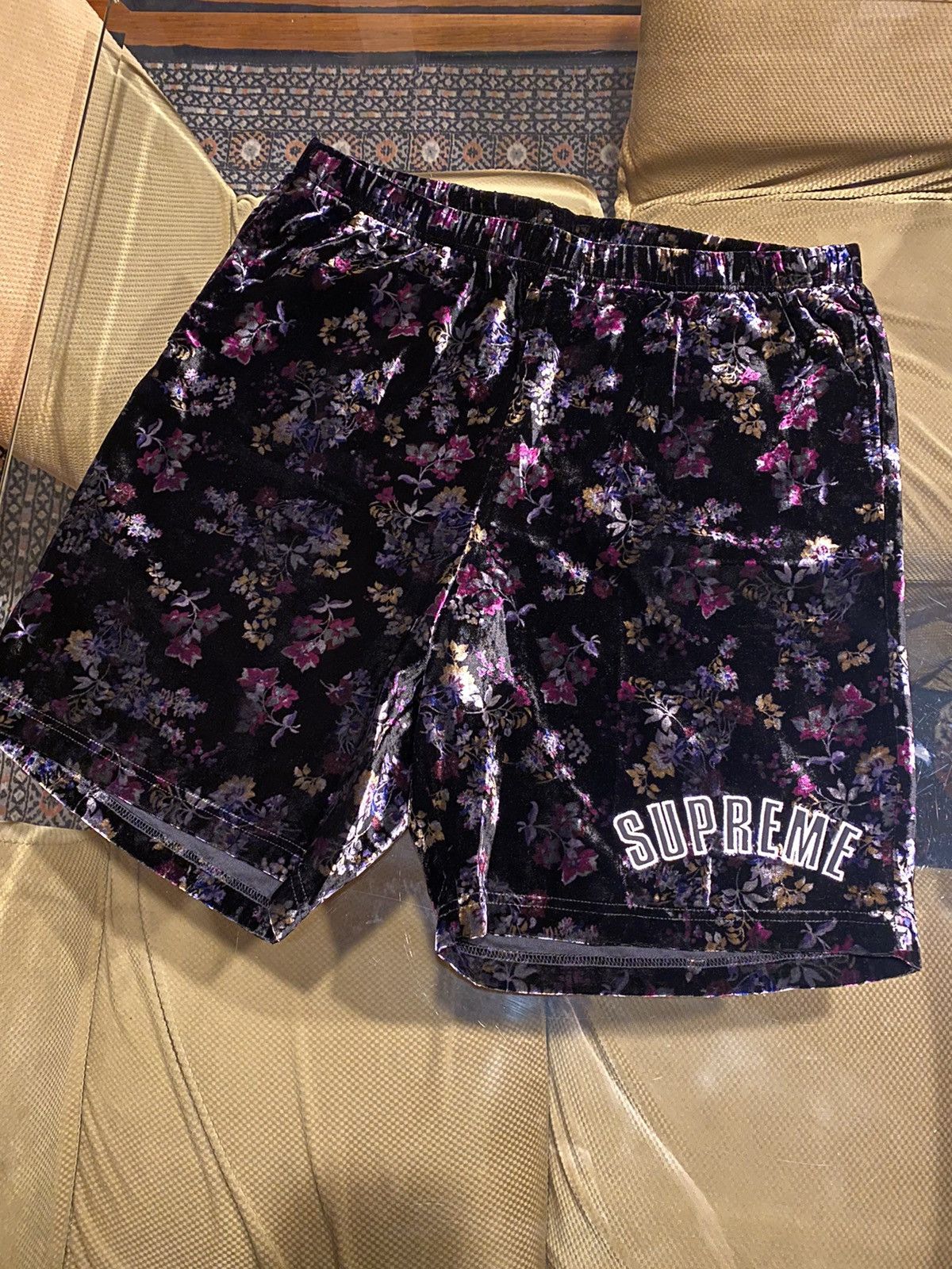 Supreme Floral Velour Short | Grailed