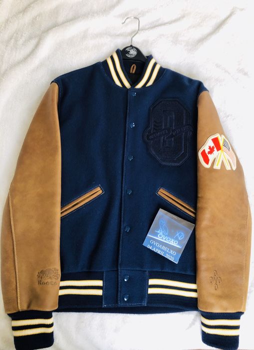Octobers Very Own Drake OVO x Roots 2015 Navy Brown Varsity Jacket 1/75 MADE! Size US M / EU 48-50 / 2 - 2 Preview