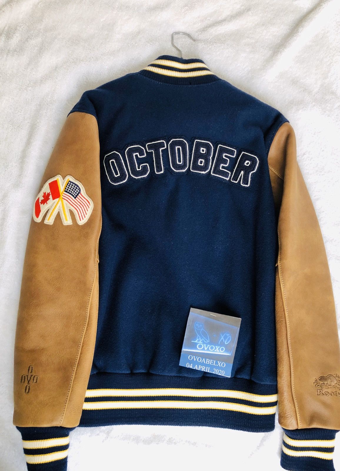 Drake OVO x Roots 2015 Navy Brown Varsity Jacket 1/75 MADE!