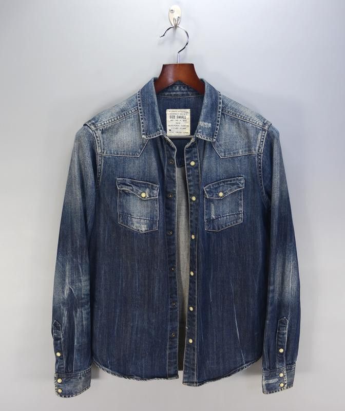 AllSaints Lou Shirt distressed washed denim jacket shirt