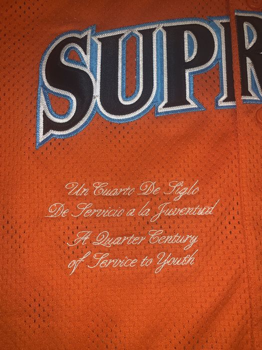 Supreme Mesh Hooded L/S Baseball Jersey Orange