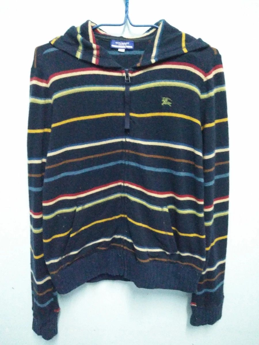 Burberry × Burberry Prorsum × Japanese Brand Burberry Blue Label Hooded Sweater Stripe Design Size US M / EU 48-50 / 2 - 1 Thumbnail