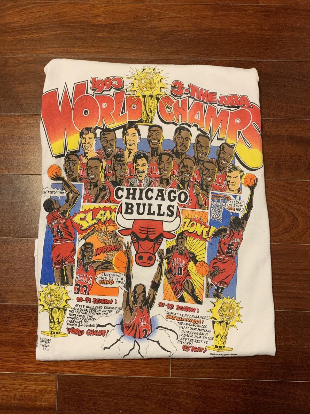 1993 Bulls World Champs Caricature Tee