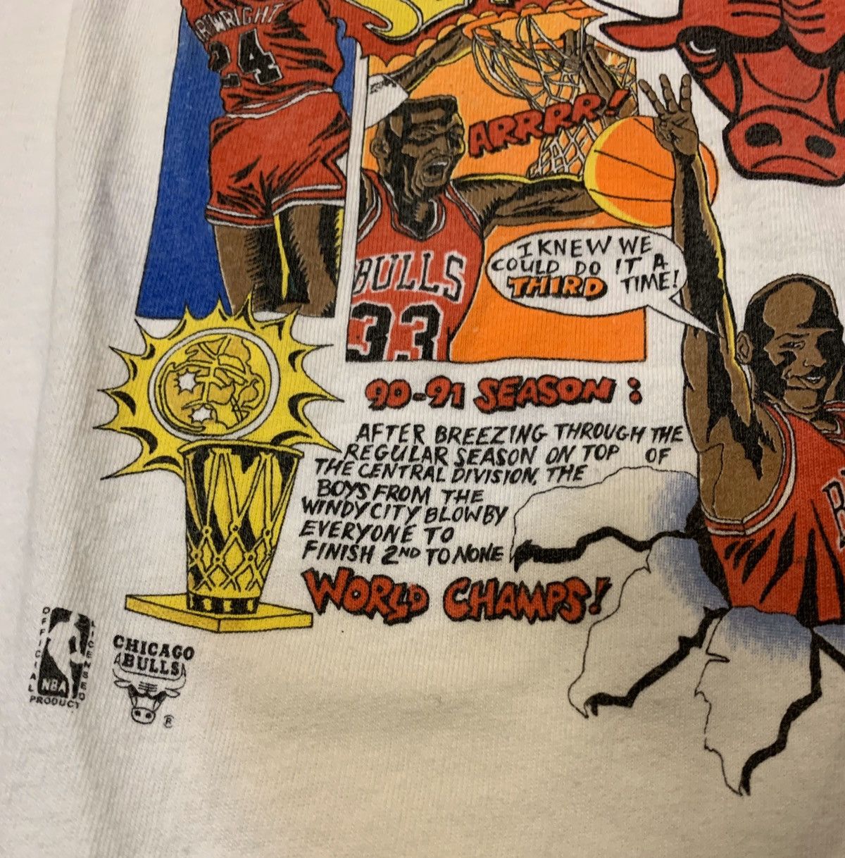 Fruit Of The Loom 1993 Bulls World Champs Caricature Tee Size US XL / EU 56 / 4 - 4 Thumbnail
