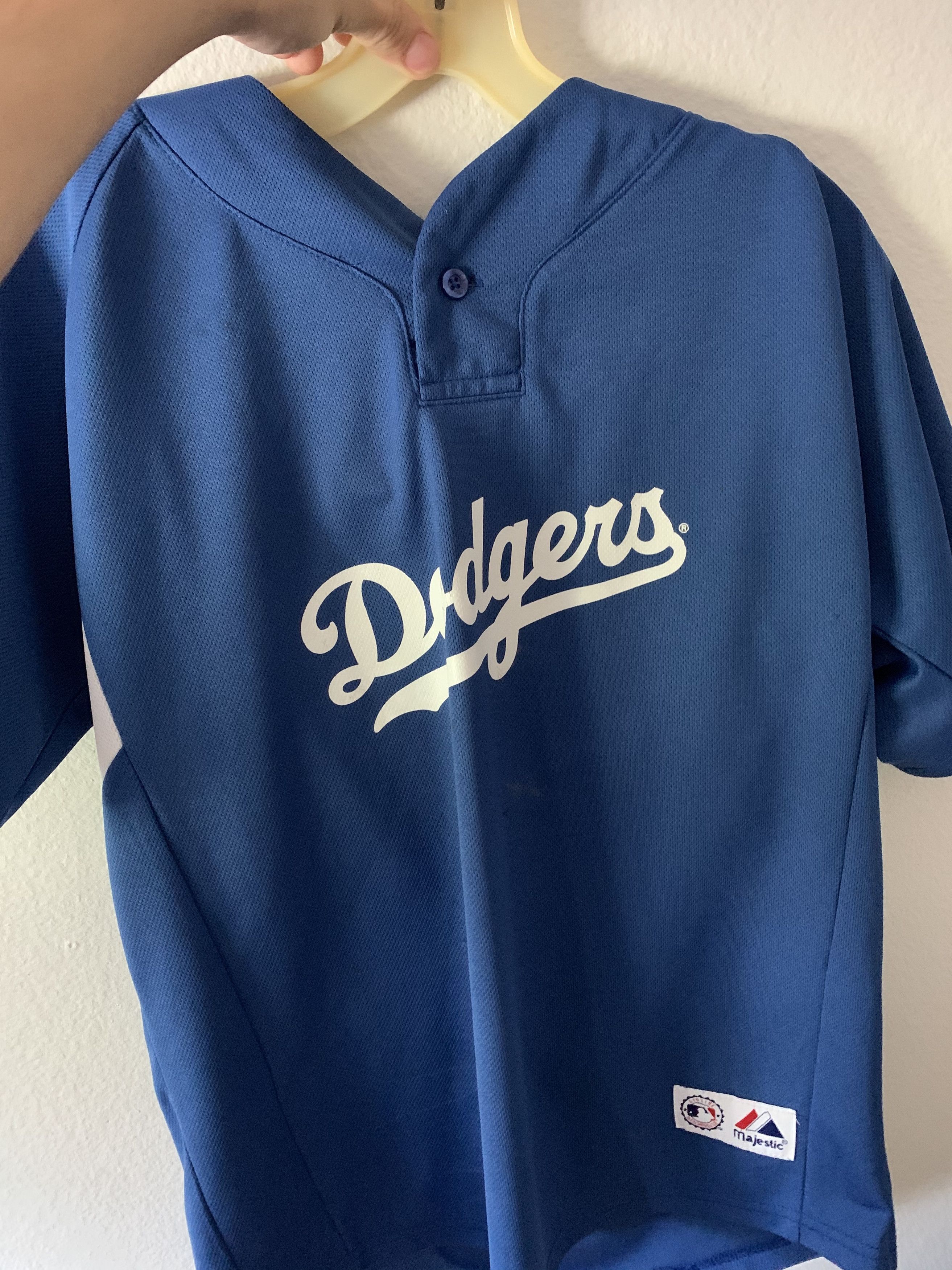 Majestic Los Angeles Dodgers Baseball offers Jersey Shirt Blue Size XL With Dodgers Hat