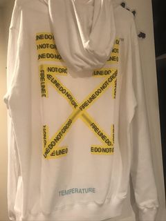 Off white fire line tape outlet hoodie