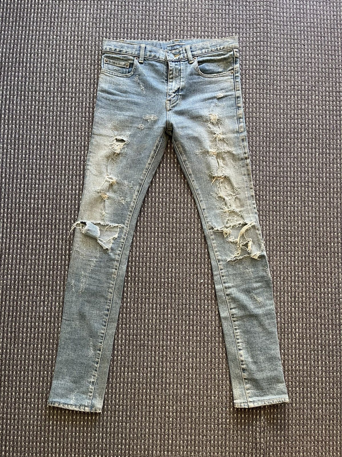 Hedi Slimane × Saint Laurent Paris 13AW Distressed Jeans Size US 29 - 1 Thumbnail