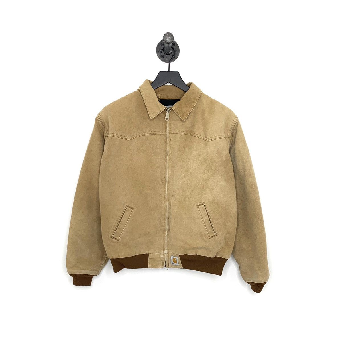 Pre-owned Carhartt 90's  Work Bomber Jacket Faded Tan Medium