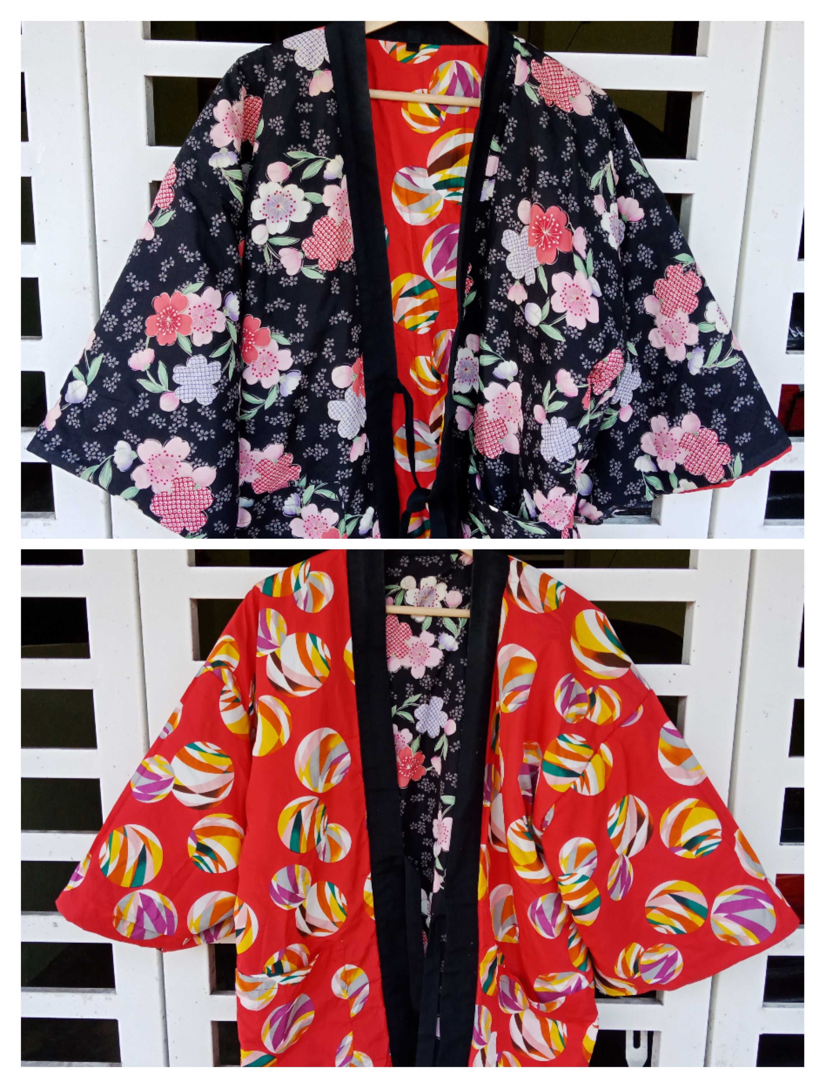 Japanese Brand Reversible Abstract Designs & Flowers Quilted Kimono Size US M / EU 48-50 / 2 - 1 Thumbnail