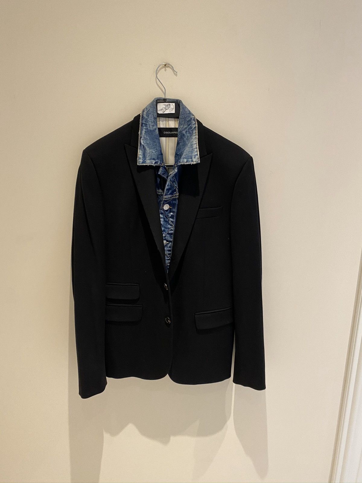 Dsquared2 Blazer with Distressed Denim Vest