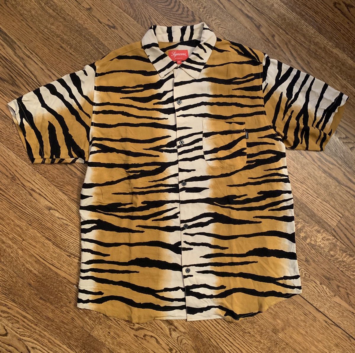 Supreme tiger clearance stripe rayon shirt