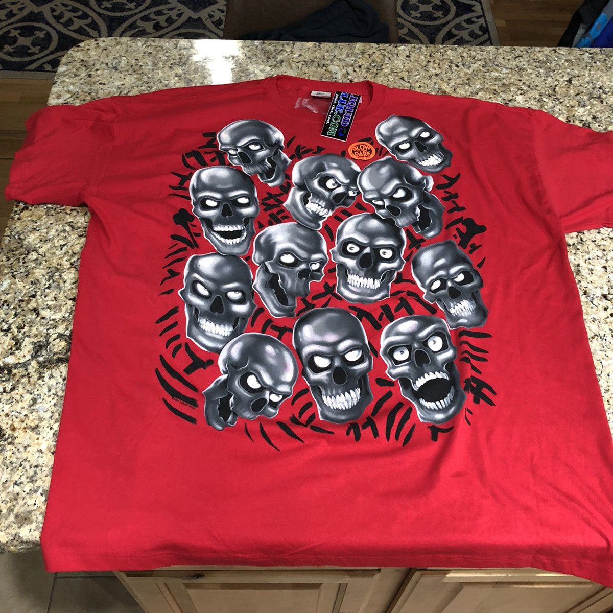 Vintage 2001 VTG Liquid Blue Skull Pile Tshirt size7XX Grailed