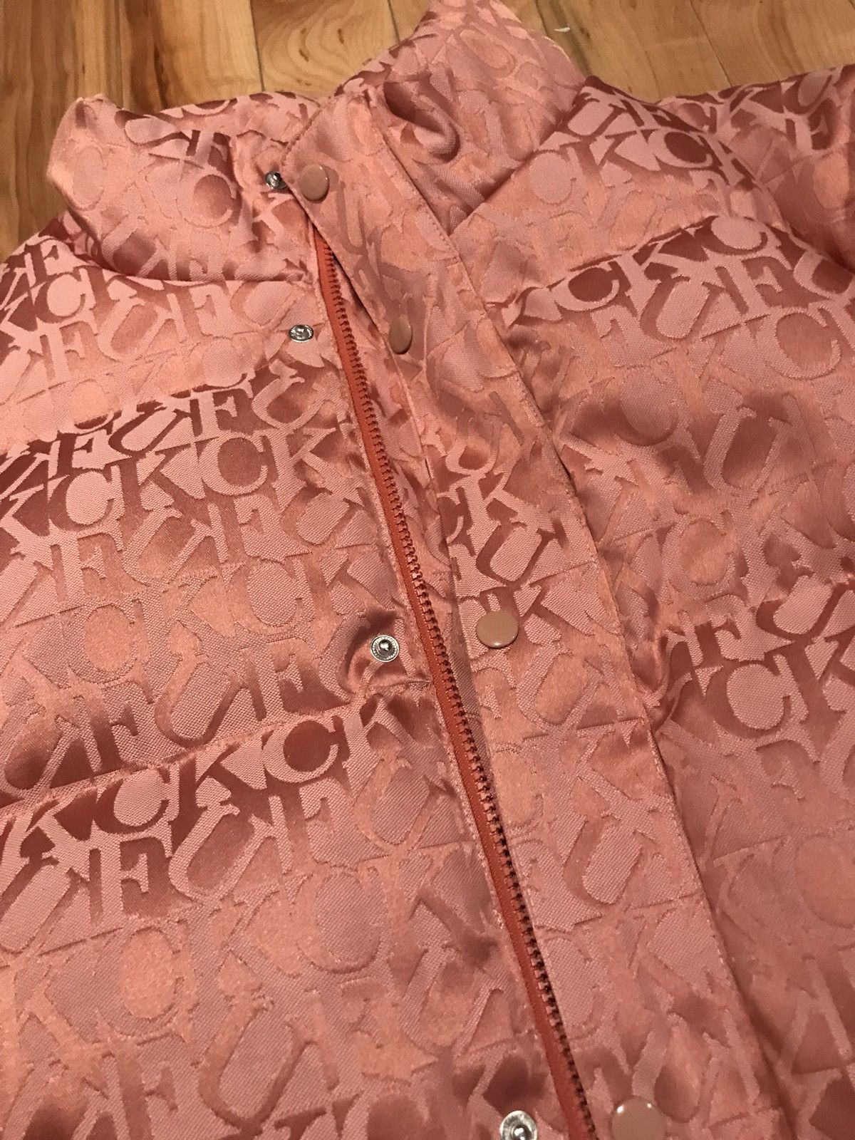 Supreme DS Pink Fuck Jacquard Puffy Down Jacket Size US XL / EU 56 / 4 - 2 Thumbnail