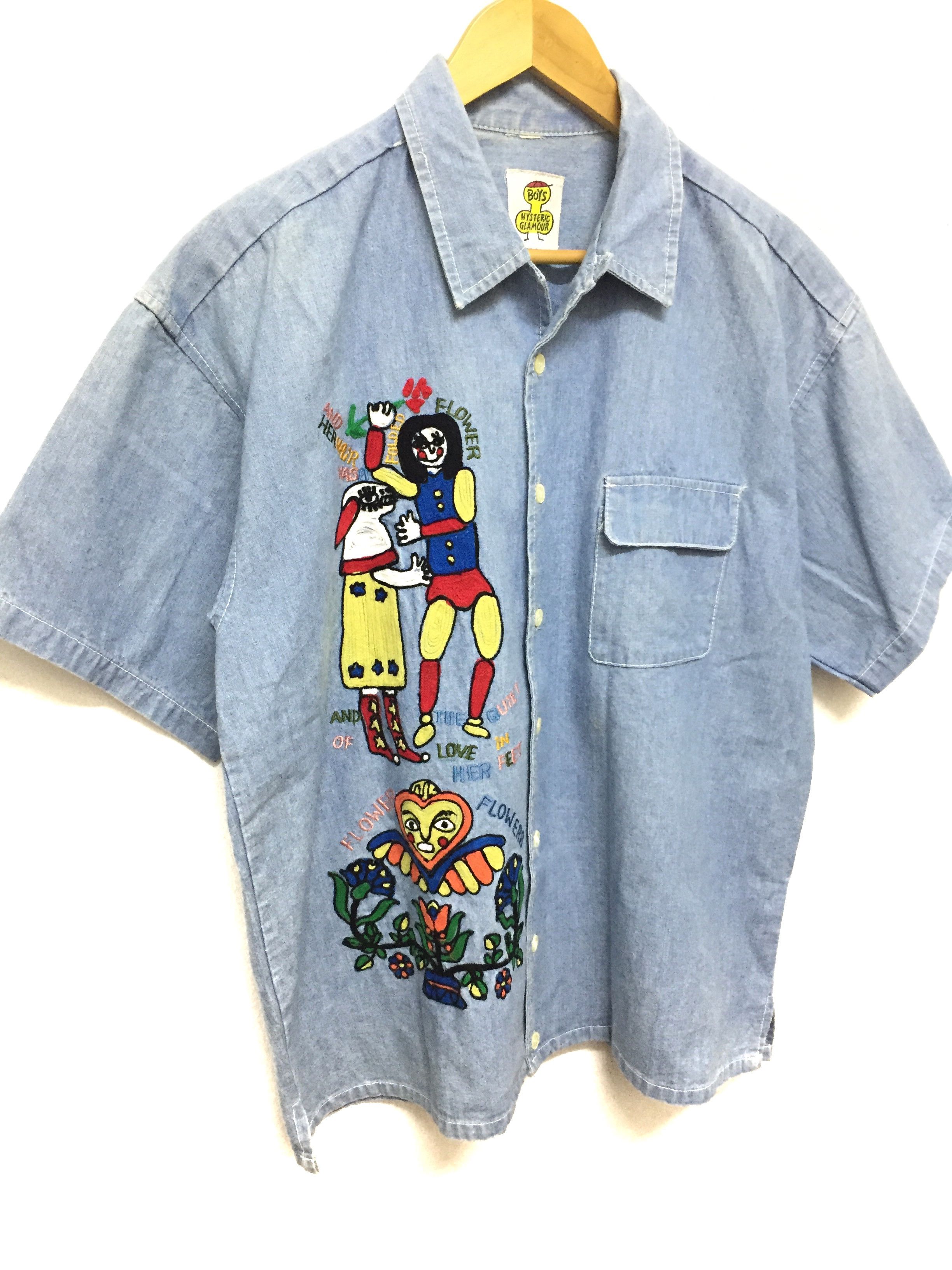 Hysteric Glamour 80's fairy tale chain embroidered denim shirt Size US L / EU 52-54 / 3 - 1 Thumbnail