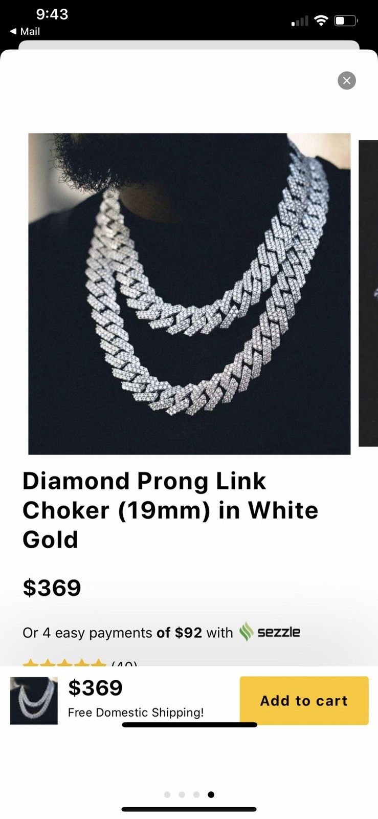 Other Diamond prong link choker... 18mm white 24k gold Size ONE SIZE - 3 Thumbnail