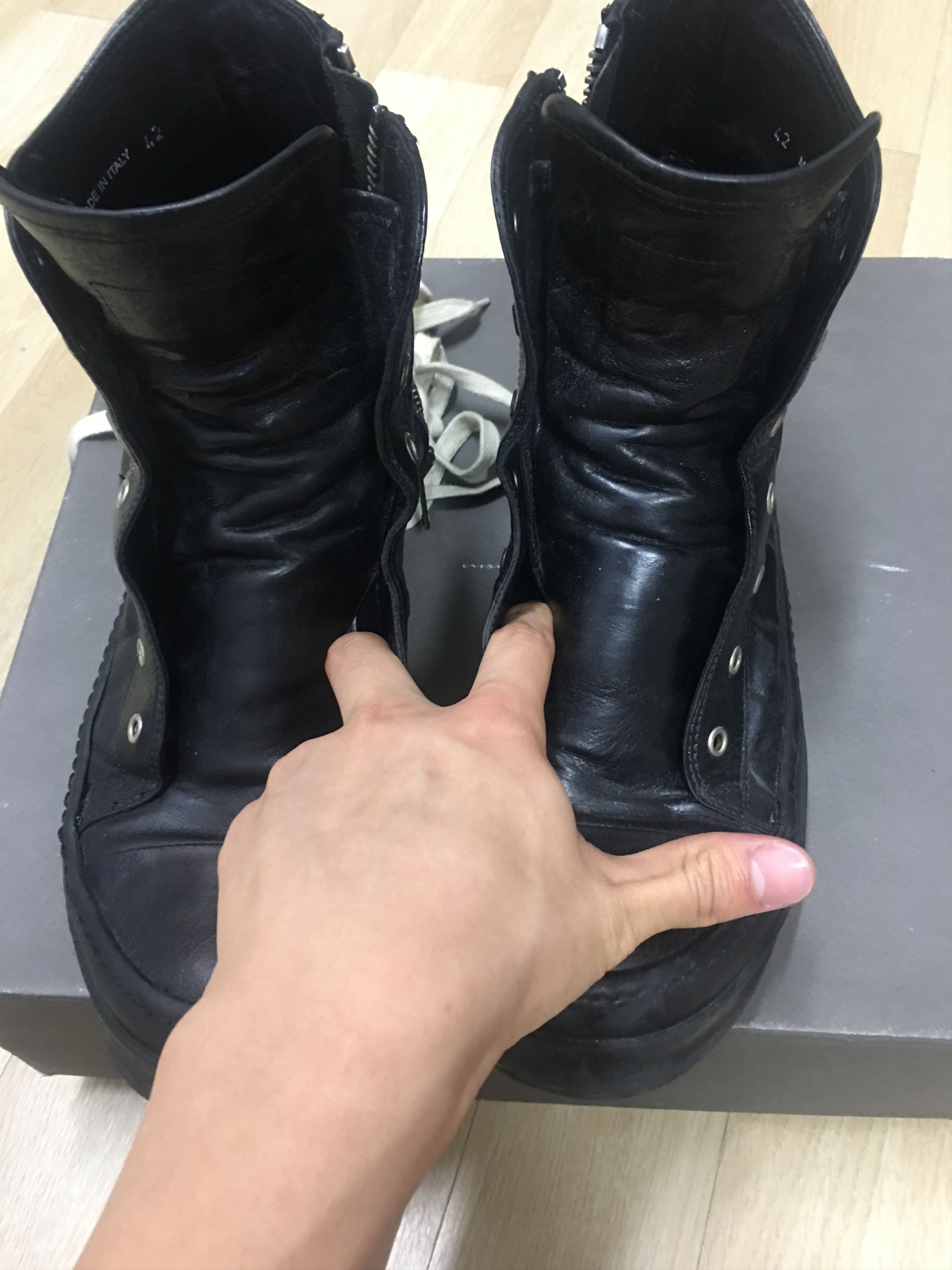 Rick Owens FW09 CRUST ramones high leather sneakers rick