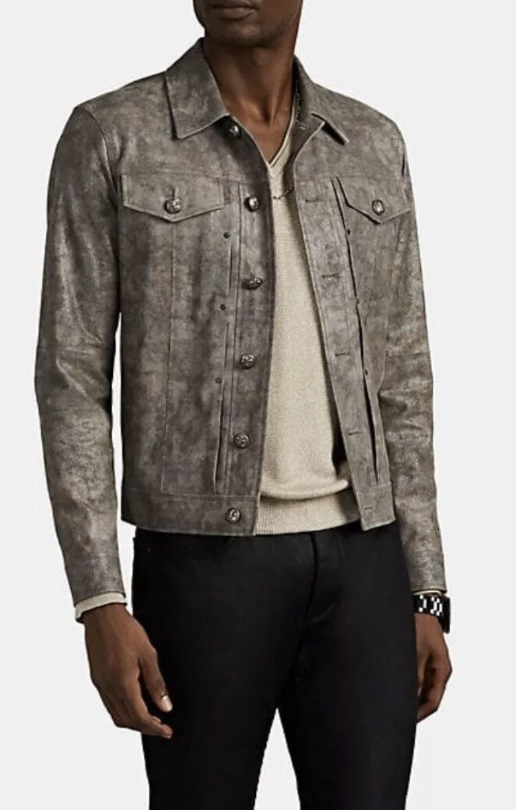 John Varvatos Limited edition leather trucker jacket Grailed