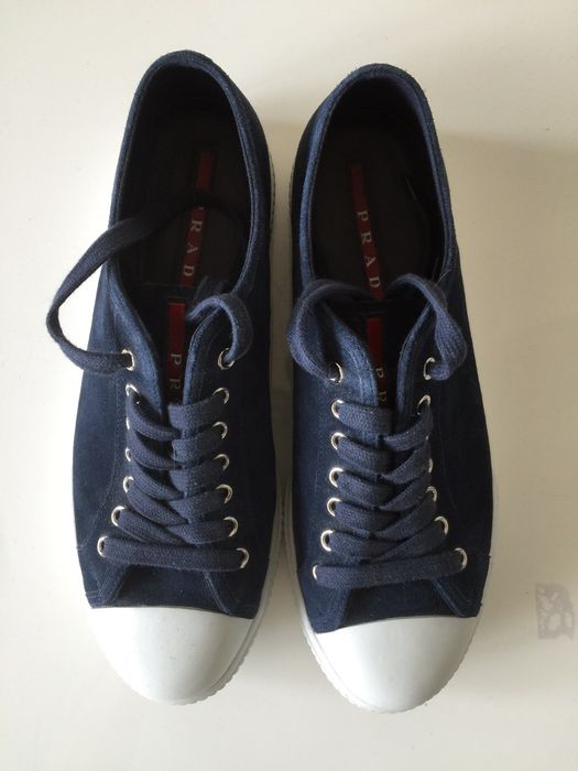 Prada Suede sneaker in navy | Grailed