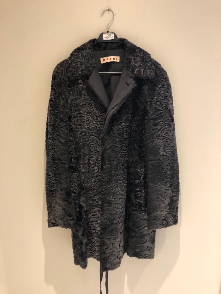 Marni Black Charcoal Persian Lamb Fur (Astrakhan) Coat