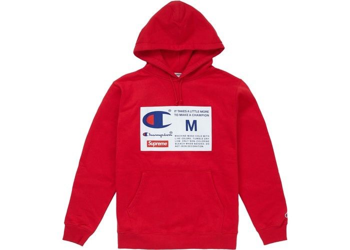 Supreme x champion red hoodie online