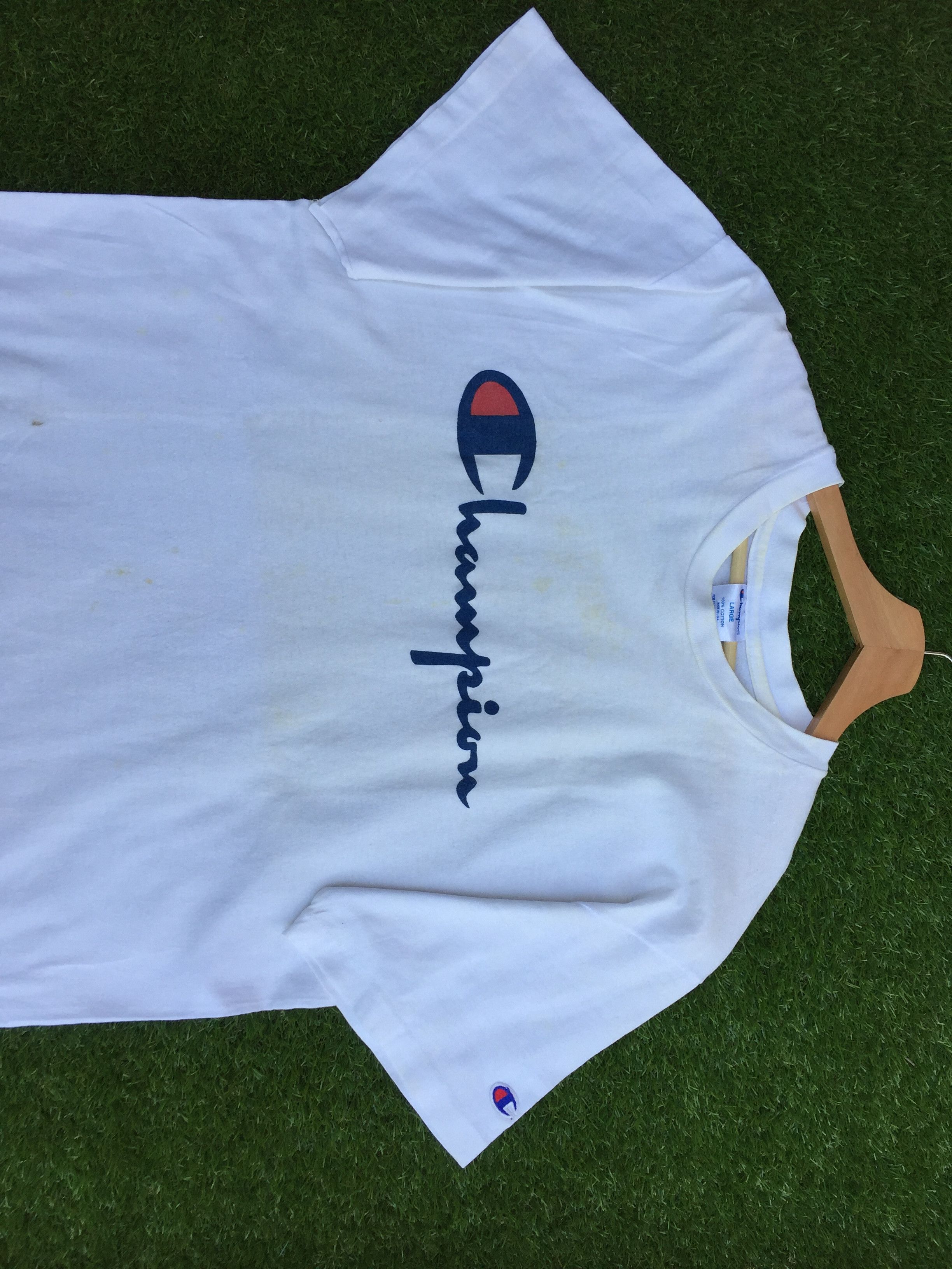 Champion Vintage Champion Big Logo Tshirt Made In Usa Size US L / EU 52-54 / 3 - 3 Thumbnail