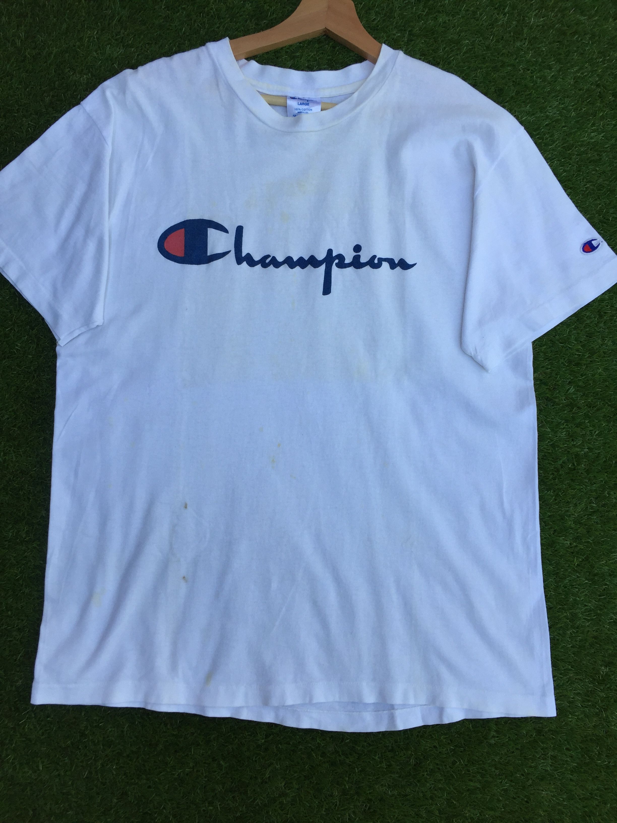 Champion Vintage Champion Big Logo Tshirt Made In Usa Size US L / EU 52-54 / 3 - 2 Thumbnail