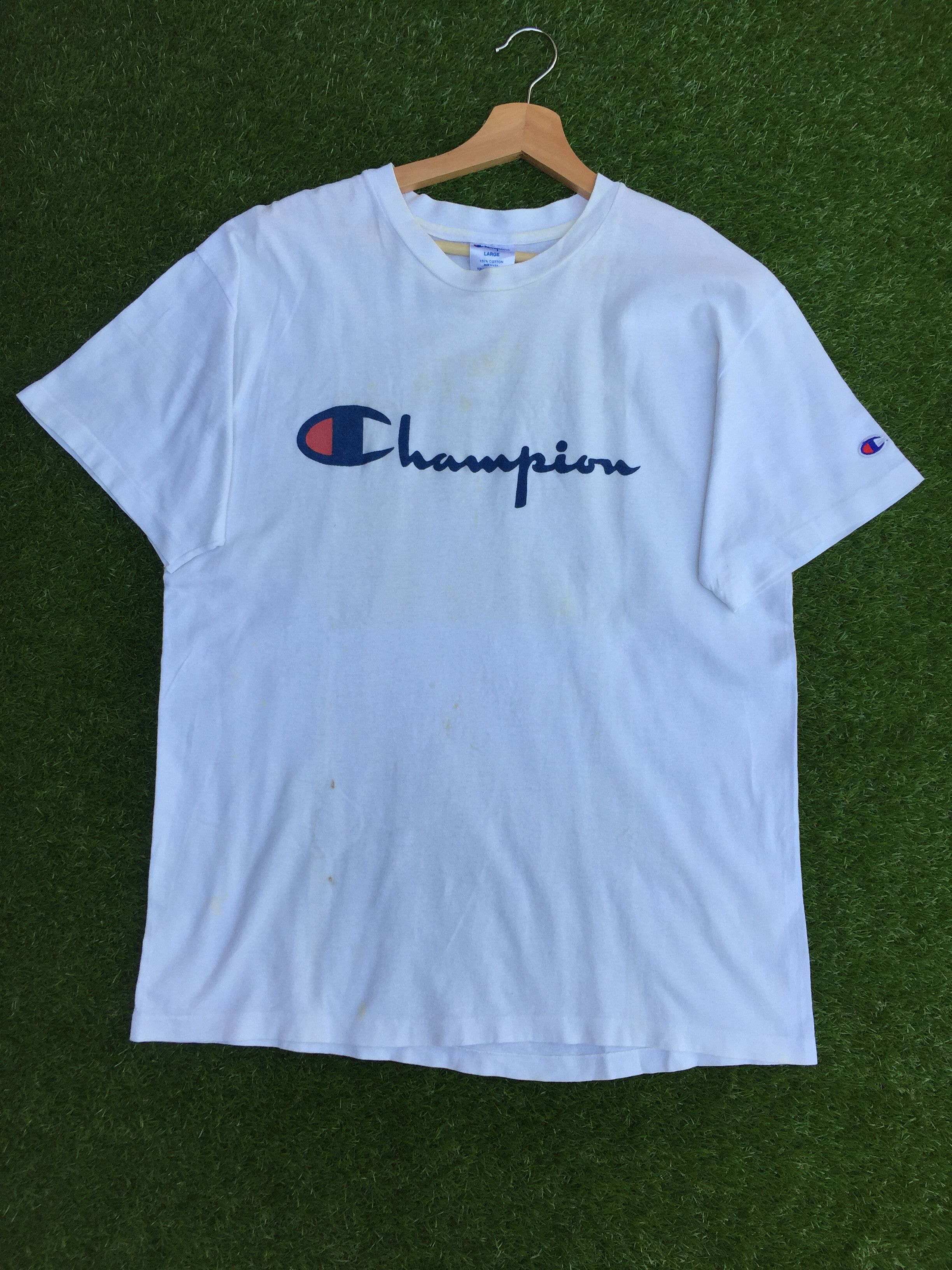 Champion Vintage Champion Big Logo Tshirt Made In Usa Size US L / EU 52-54 / 3 - 1 Thumbnail