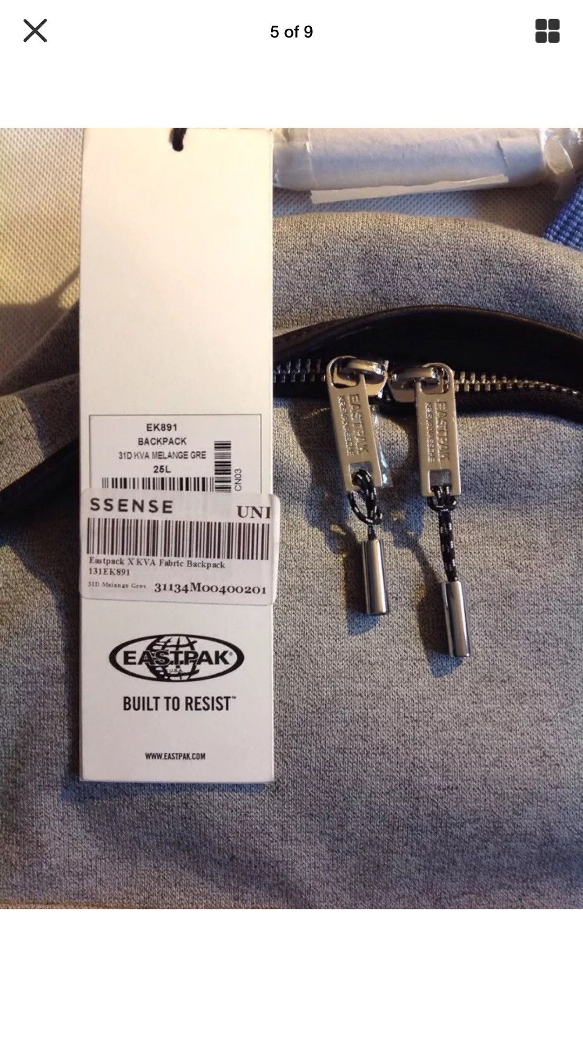 Eastpak × Kris Van Assche EK891 31DKVA Melange Grey Bookbag W Storage Size ONE SIZE - 5 Thumbnail