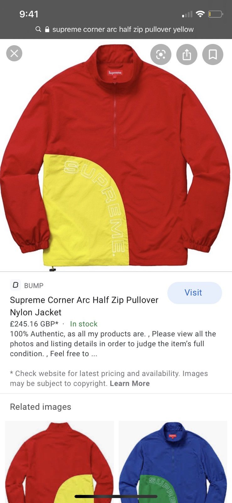 Supreme Supreme corner arc half zip pull over Size US L / EU 52-54 / 3 - 4 Thumbnail