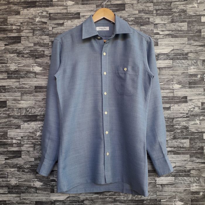 Vintage Vintage Christian Dior Chemise Wool Blend Button Up Shirt M ...