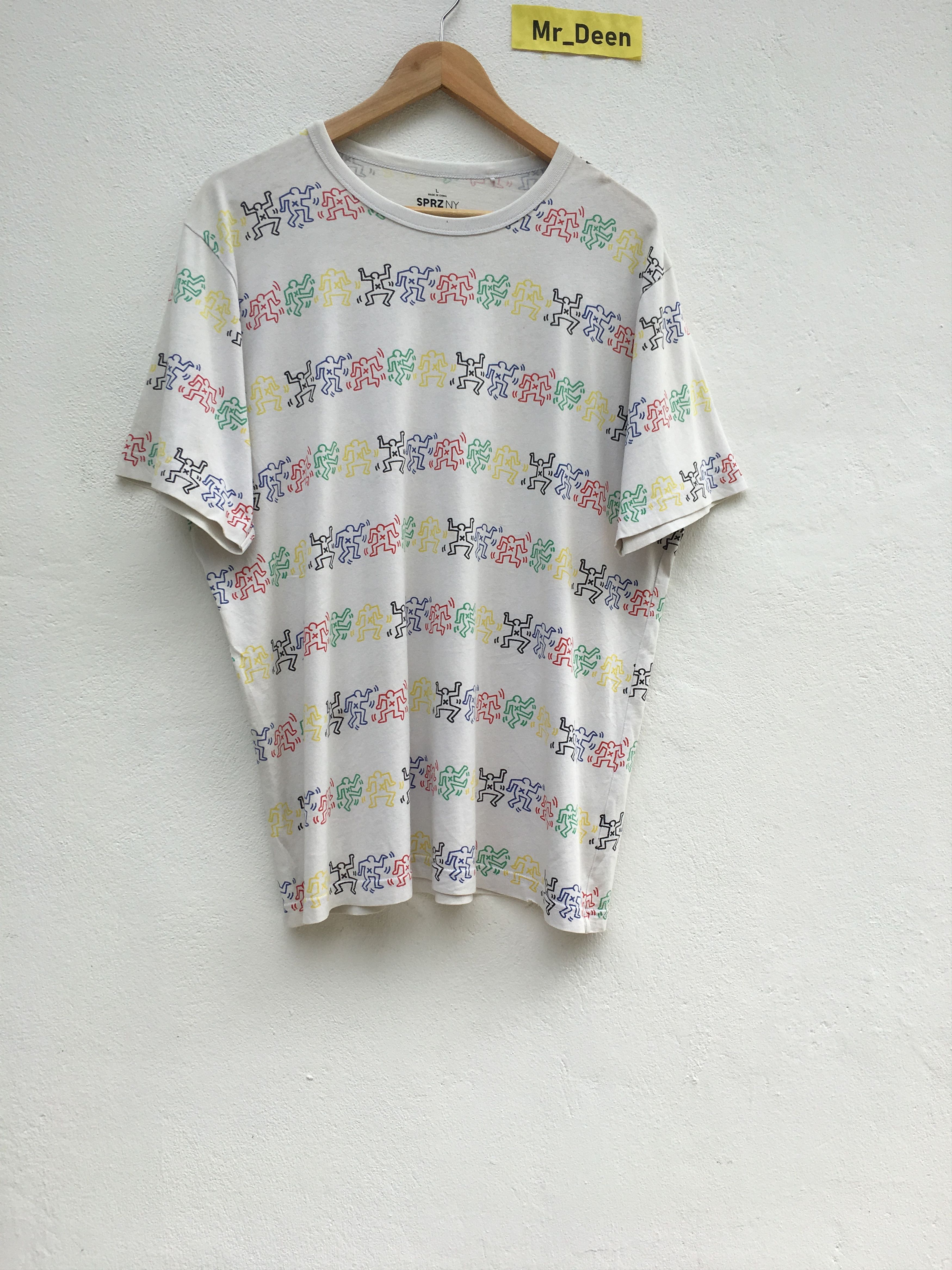 Keith Haring Vtg Keith Haring White Printed All Over Tshirt Size US L / EU 52-54 / 3 - 2 Thumbnail