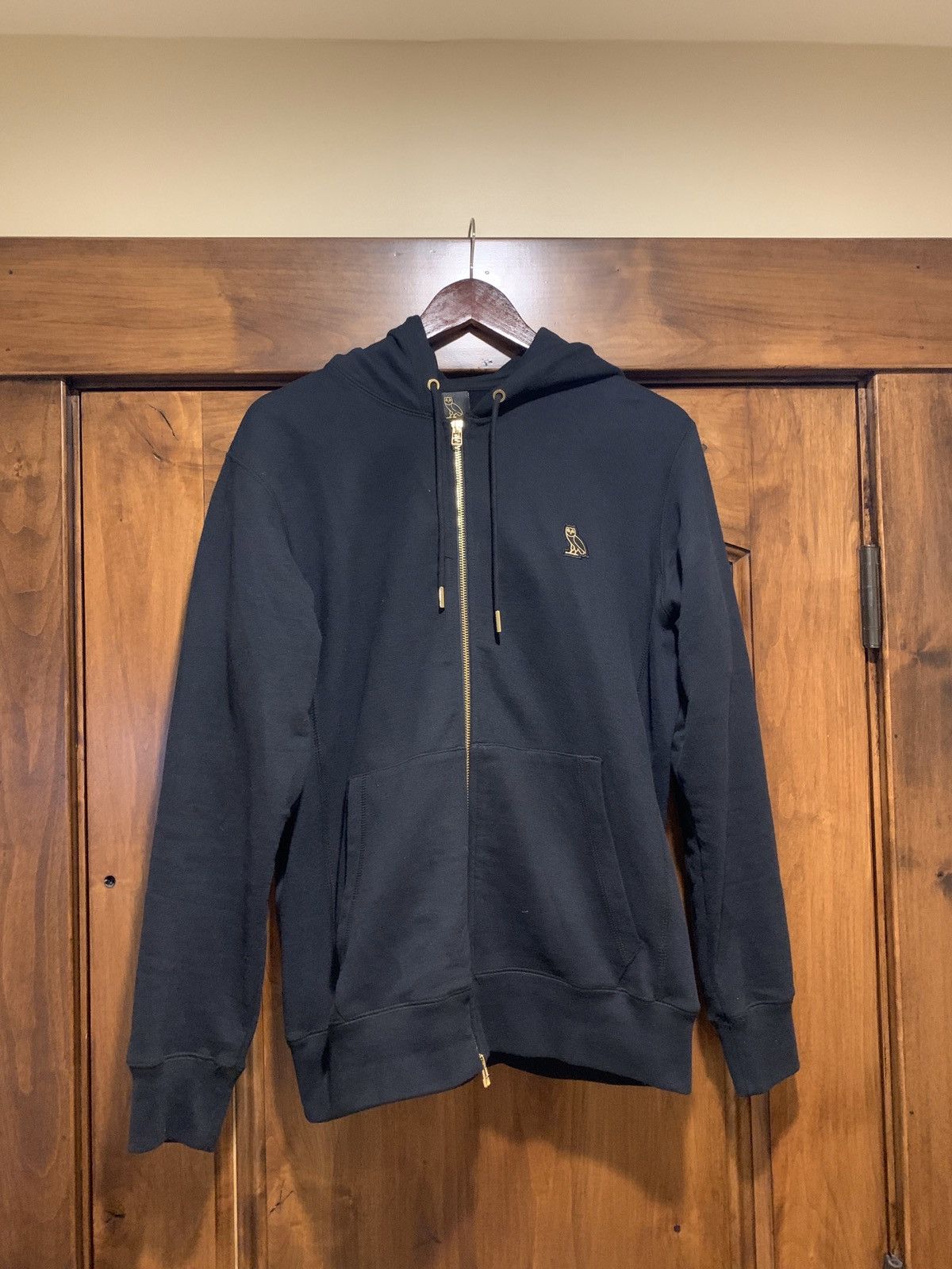 Octobers Very Own Black OVO Hoodie with gold zipper and accents Grailed