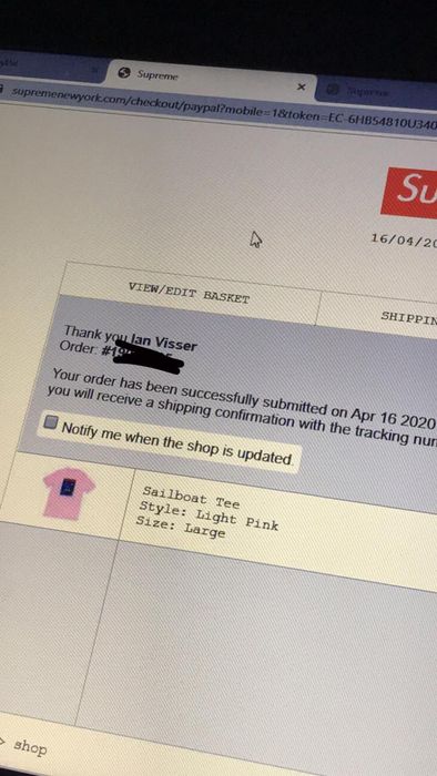 Supreme sailboat best sale tee pink