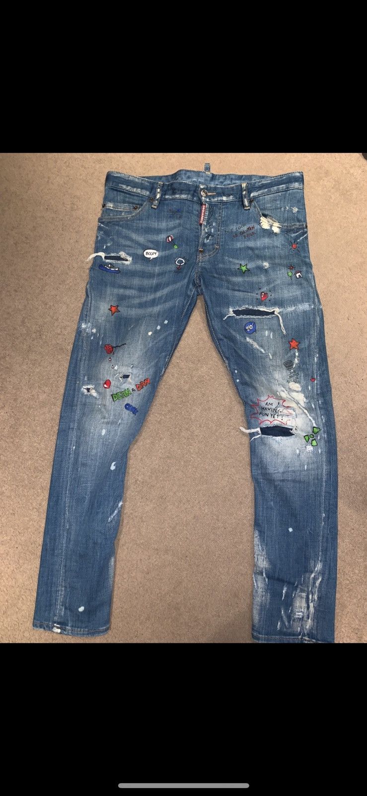 Dsquared Sexy Twist Print Jeans Gluten Free Love Sucks