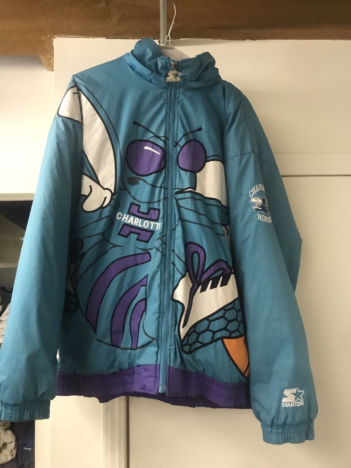 Vintage Starter Full Zip Jacket Big Logo Charlotte Hornets New J Cole 90s