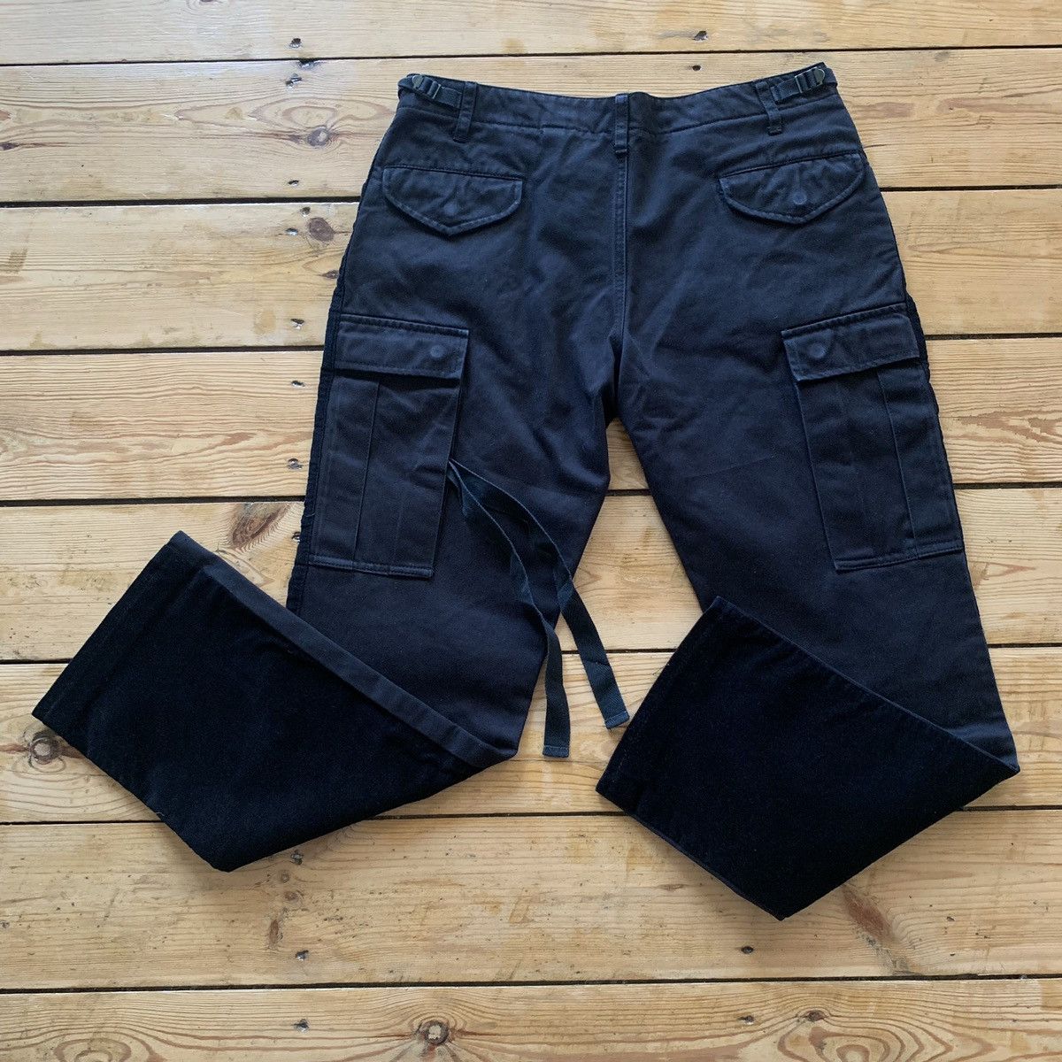 Pre-owned Miharayasuhiro Mihara Yasuhiro Bondage Split Cargo Pants In Navy