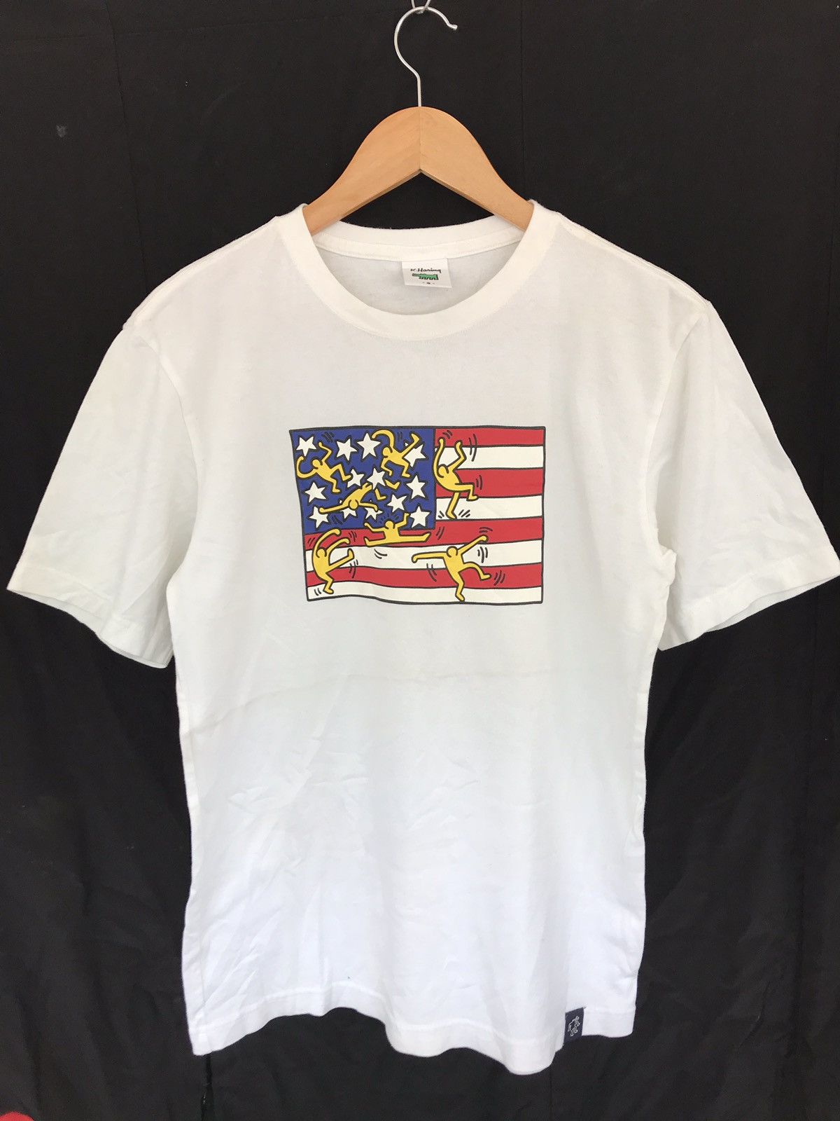 Vintage Keith Haring American flag white t-shirt | Grailed