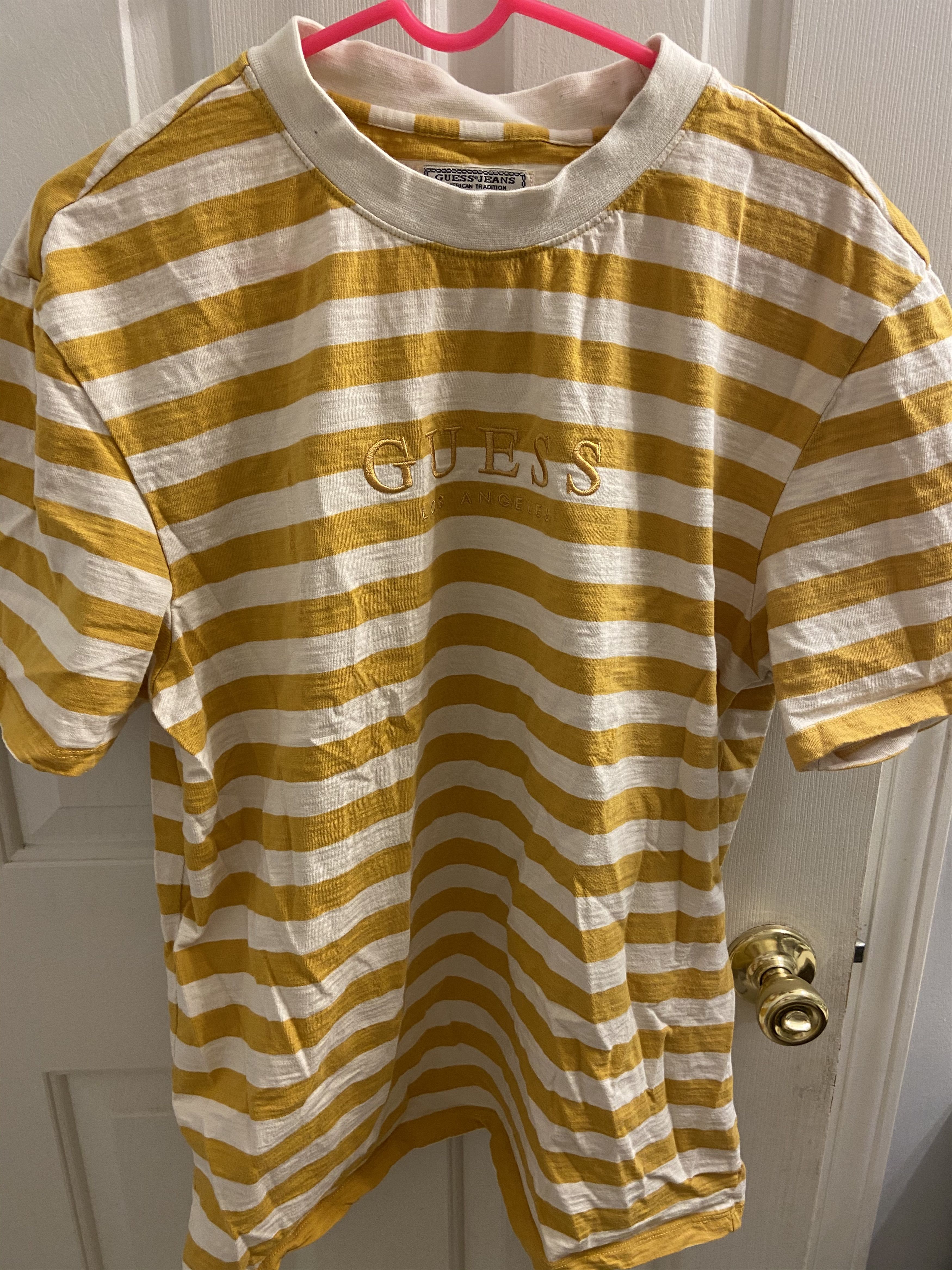 Guess Tan Striped Tee meduim